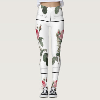 Pale pink vintage roses painting leggings
