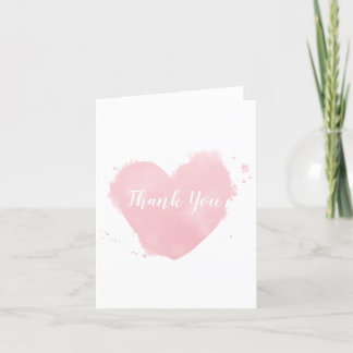 Pale Pink Watercolor Heart Thank You Card