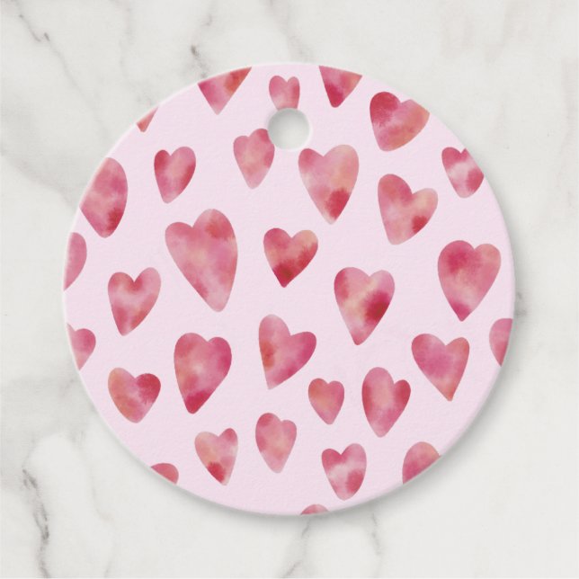 Pale Pink Watercolour Heart Gift Tag  (Front)