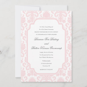 Pale Pink Wedding Damask Theme Customised Invitati Invitation