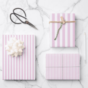 Pale Pink & White Stripes Wrapping Paper Sheet