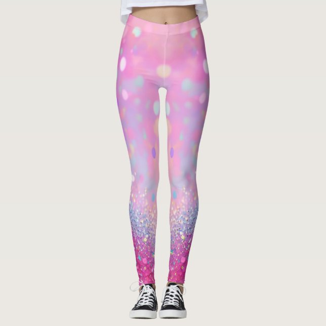 Pale pink with a glitter effect leggings (Front)