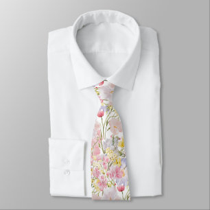 pale pink yellow blue wildflowers tie