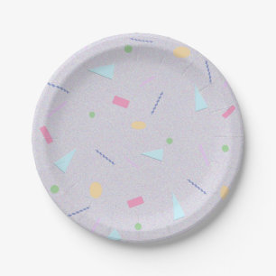 Pale Purple 80s Print Paper Plates