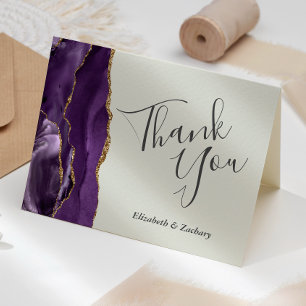 Pale Purple Agate Gold Ivory Wedding Thank You Card