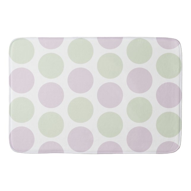 Pale Purple and Green Dots Bath Mat (Front)