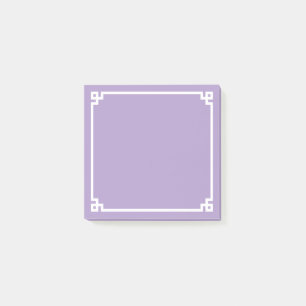 Pale Purple and White Greek Key Border Post-it Notes