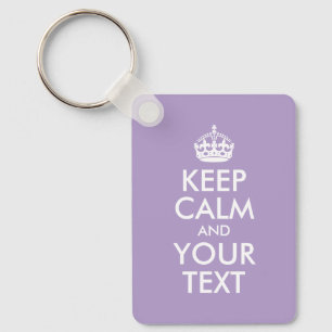 Pale Purple and White Keep Calm Parody Key Ring