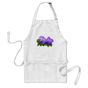 Pale Purple and White Pansy Couple Standard Apron