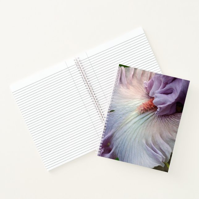 Pale Purple Bearded Iris Floral Notebook (Inside)