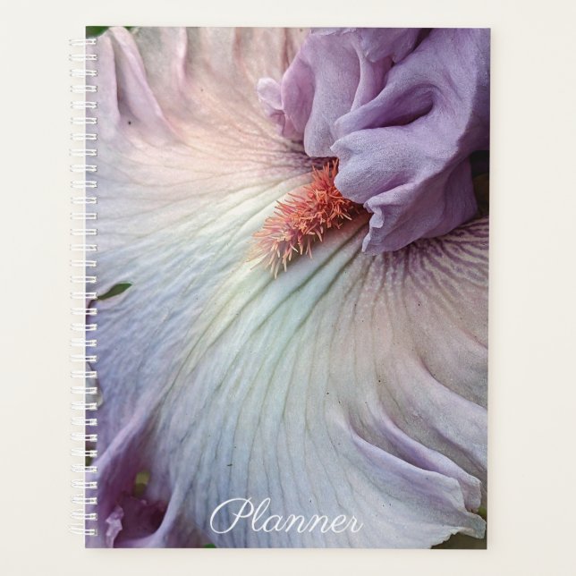 Pale Purple Bearded Iris Floral Planner (Front)