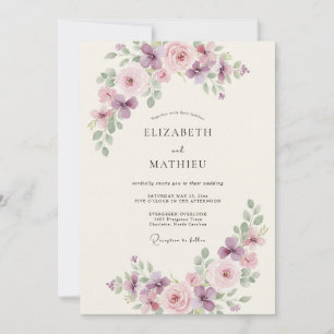Pale Purple Blooming Floral Wedding Invitation