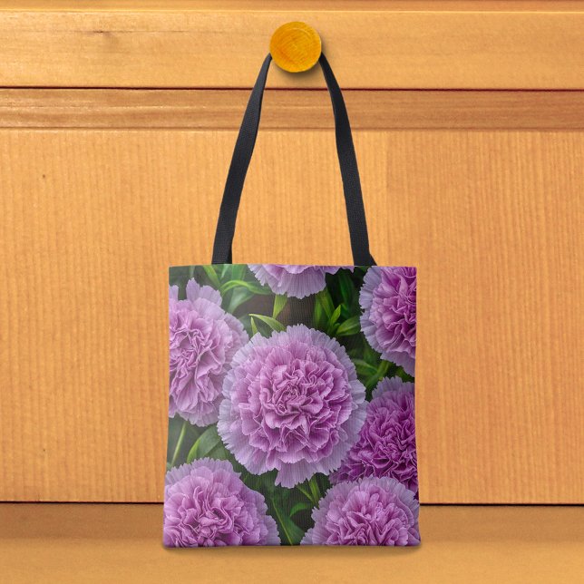 Pale Purple Carnations Tote Bag (Tote bag with pale purple carnations)