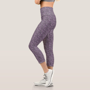 Pale Purple Fern Art Pattern   Capri Leggings