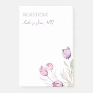 Pale Purple Floral Tulip Nursing Post-it Notes