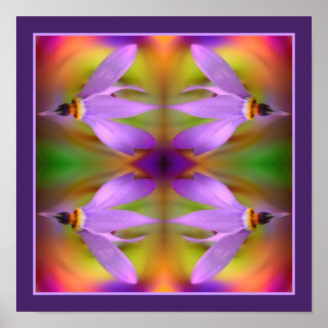 Pale Purple Flower Close Up Mirror Abstract  Poster (Front)