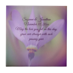 Pale Purple Flower Personalised Wedding  Tile