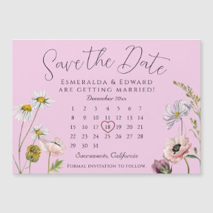 Pale Purple Flower Wedding Calendar Save The Date