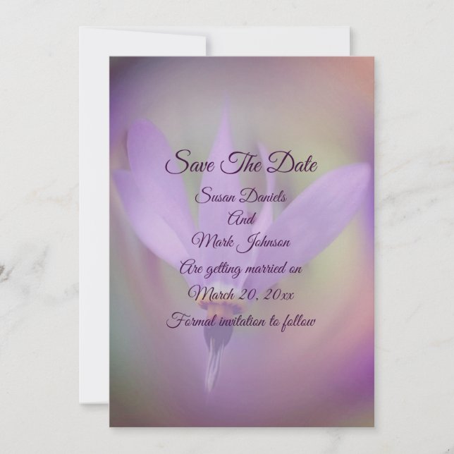 Pale Purple Flower Wedding  Save The Date (Front)
