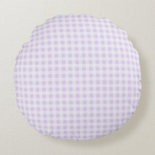 Pale Purple Gingham Round Cushion