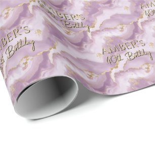 Pale Purple Gold Abstract Marble Design Wrapping Paper