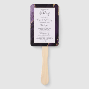 Pale Purple Gold Agate Wedding Program Hand Fan
