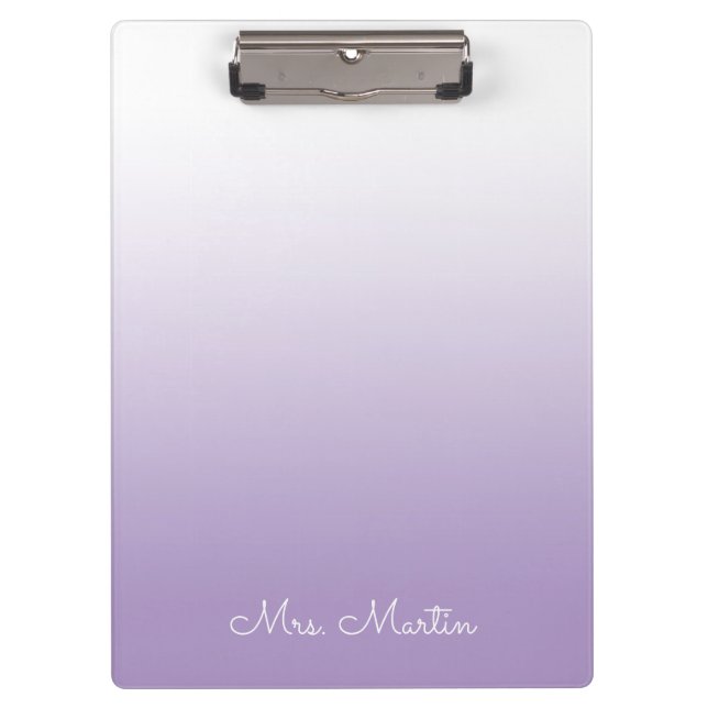 Pale Purple Gradient Personalised Teacher Clipboard (Front)