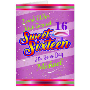 PALE PURPLE GREEN RED (EDITABLE) Sweet 16 Birthday