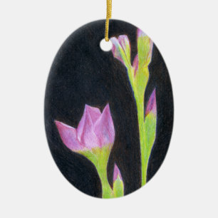 Pale Purple Iris Ceramic Tree Decoration