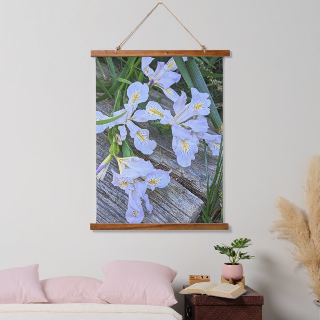 Pale Purple Iris Flowers Hanging Tapestry (Bedroom)