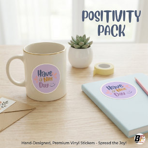 Pale Purple Simple Vintage "Have A Nice Day" Classic Round Sticker