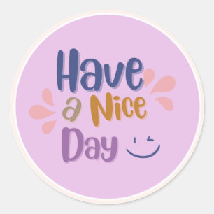 Pale Purple Simple Vintage "Have A Nice Day" Classic Round Sticker