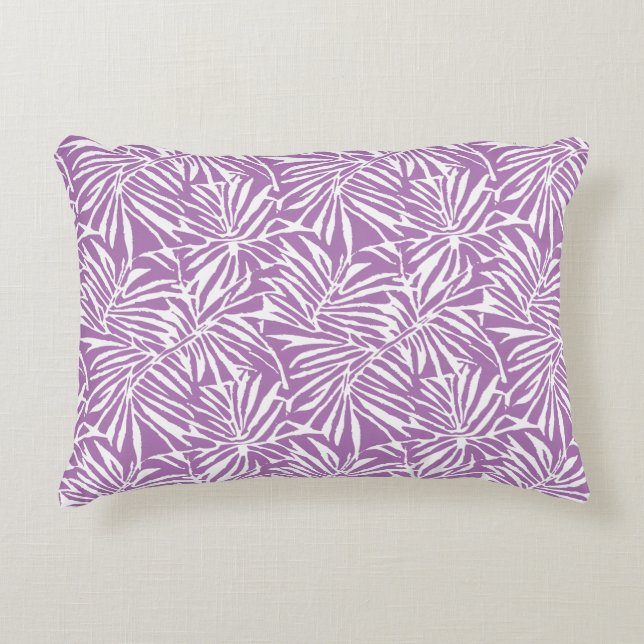 Pale Purple Tropical Leaf Repeating Pattern Decorative Cushion (Front)