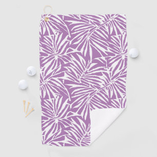 Pale Purple Tropical Leaf Repeating Pattern Golf Towel