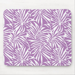 Pale Purple Tropical Leaf Repeating Pattern Mouse Mat