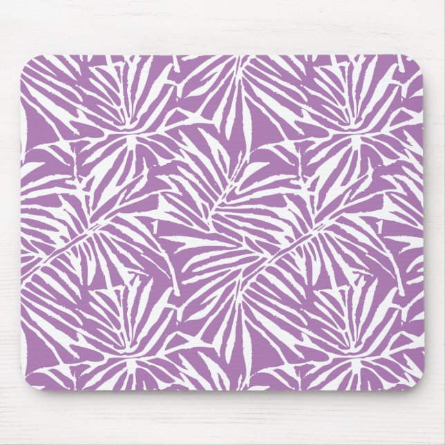 Pale Purple Tropical Leaf Repeating Pattern Mouse Mat (Front)