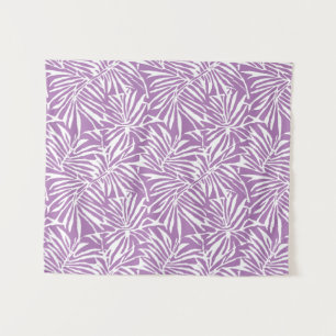 Pale Purple Tropical Leaf Repeating Pattern Tapestry