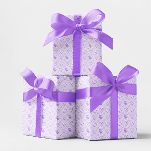 Pale Purple Watercolor Hearts Wrapping Paper