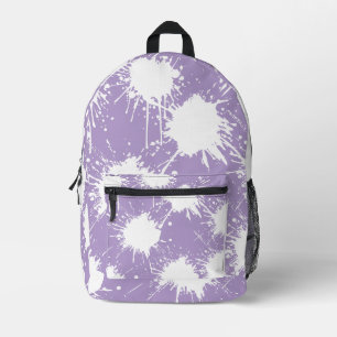 Pale Purple & White Paint Splatter Design  Printed Backpack