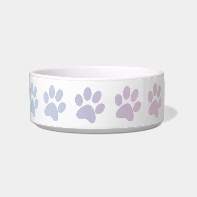 Pale Rainbow Colour Paw Print (Footprint) Bowl (Left)