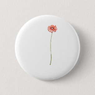 Pale Red Gerbera Flower 6 Cm Round Badge