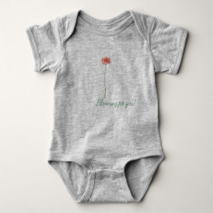 Pale Red Gerbera Flower Baby Bodysuit