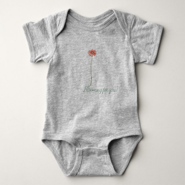 Pale Red Gerbera Flower Baby Bodysuit (Front)