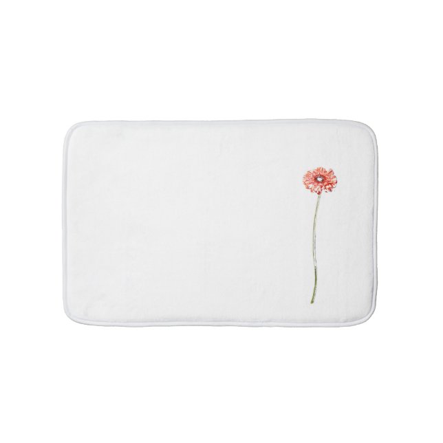 Pale Red Gerbera Flower Bath Mat (Front)