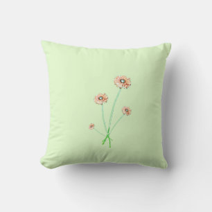 Pale Red Gerbera Flower Bouquet Cushion