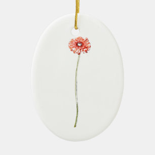 Pale Red Gerbera Flower Ceramic Tree Decoration