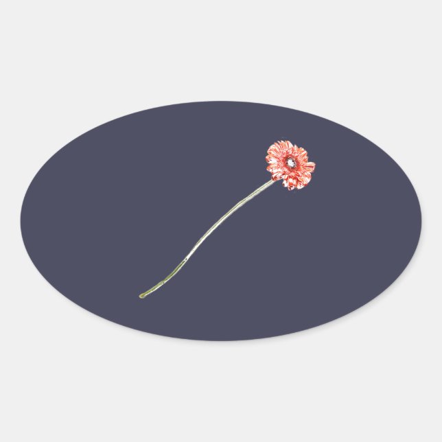 Pale Red Gerbera Flower Oval Sticker (Front)