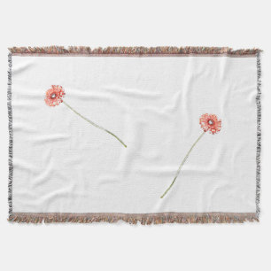 Pale Red Gerbera Flower Throw Blanket