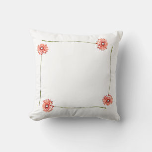 Pale Red Gerbera Flowers Cushion