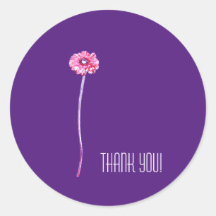 Pale Red Pink Purple Gerbera Flower Thank You Classic Round Sticker